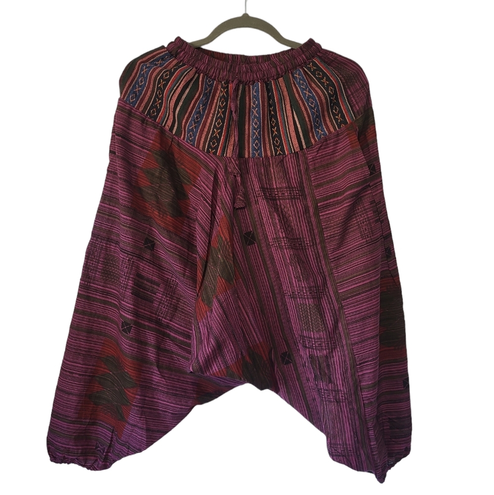 Unisex MultiStripe Harem Style Trouser Pant One Size Fit all.100% Cotton